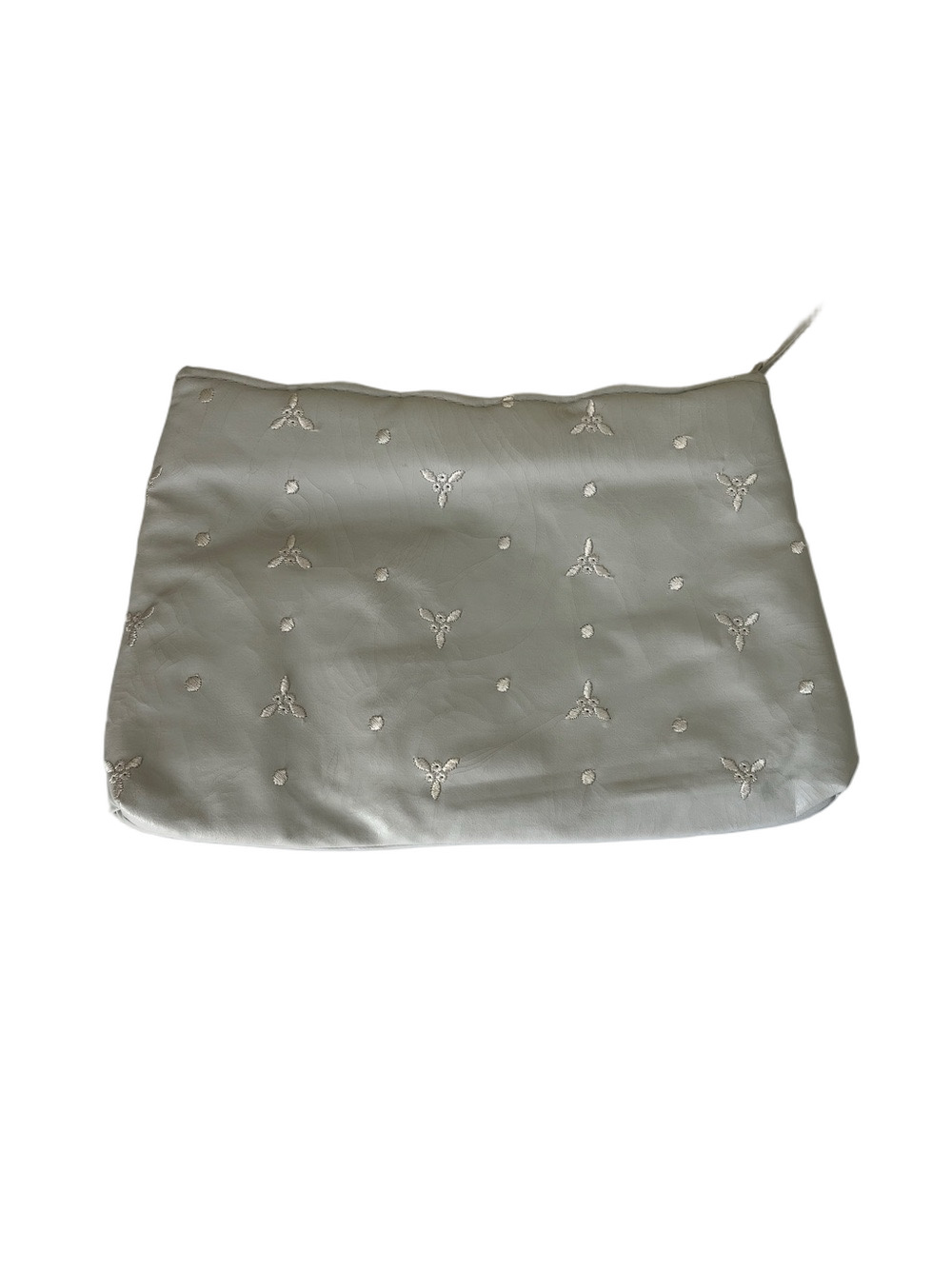 Embroidered Light Gray Wristlet Clutch